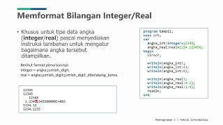 Pertemuan 3 : Memahami input dan output pada Pascal Menggunakan Write/Writeln dan Read/Readln