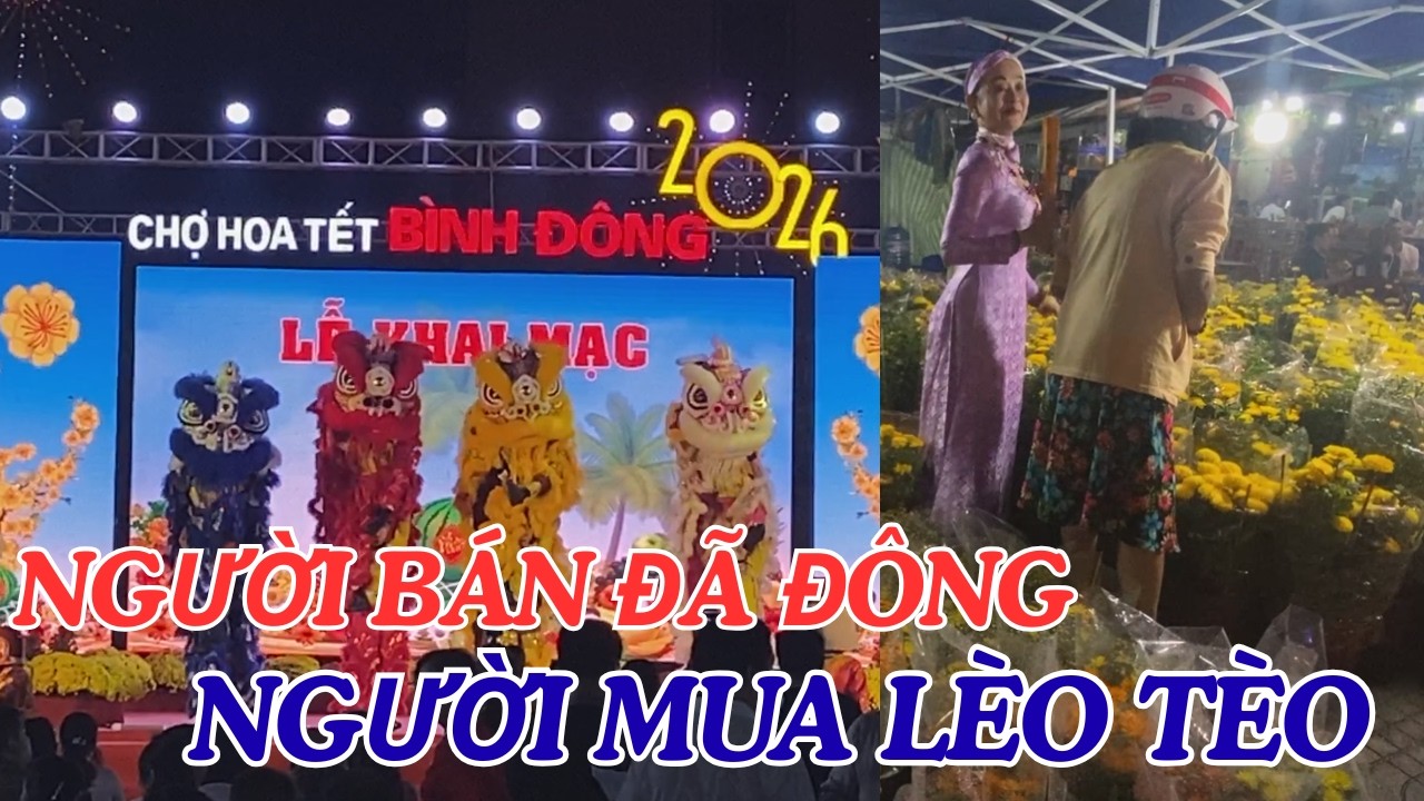 ĐÊM KHAI MẠC CHỢ HOA TẾT BÌNH ĐÔNG. HÀNG HÓA BÔNG HOA ĐA DẠNG NHƯNG NGƯỜI MUA CHƯA NHIỀU.