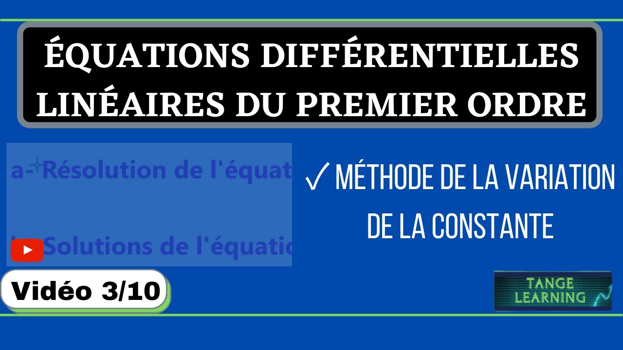 Comment résoudre une équation différentielle d'ordre1 la méthode de — free download