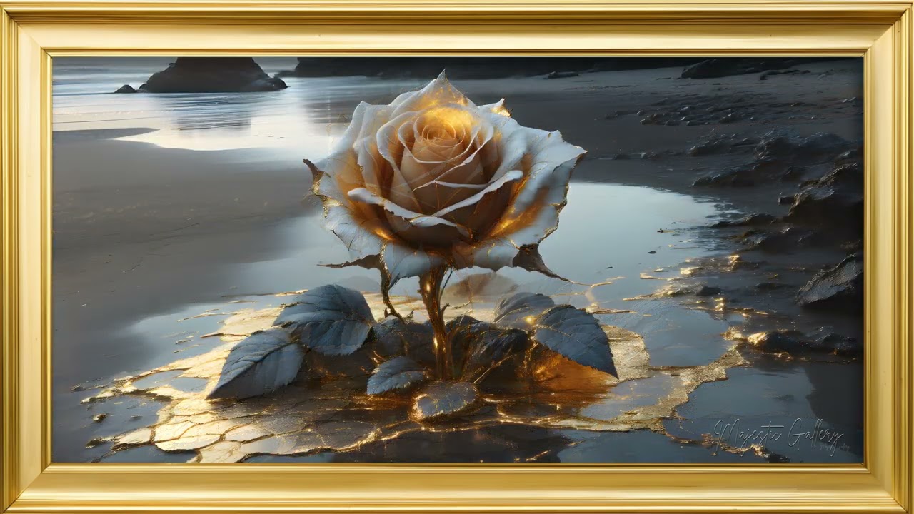 Gold Rose Screensaver |  Frame Art TV in gold Frame