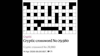 The Guardian Cryptic Crossword No. 29,980 - 14/04/2026