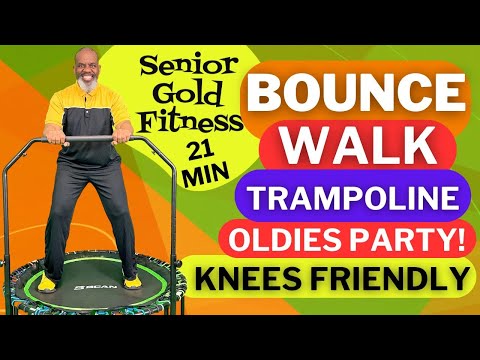 Fun Seniors Bounce Walk Oldies Trampoline Workout | Knees Friendly