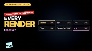 Every Rendering Pattern Explained — Static, SSR, ISR, Edge, Streaming, CSR