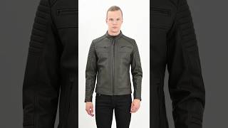 The Sandor Slim Fit Men’s Green Leather Jacket | ALiN