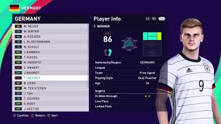 PES 2021 GERMANY FACES and RATINGS | Joshua Kimmich, Gnabry, Havertz...