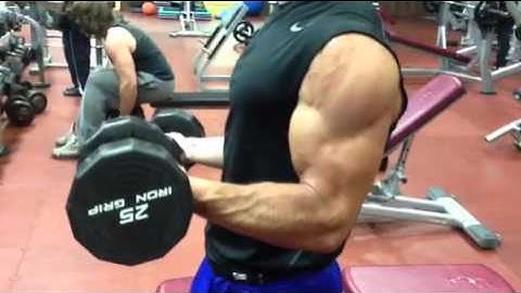 Dumbbell curls with static hold