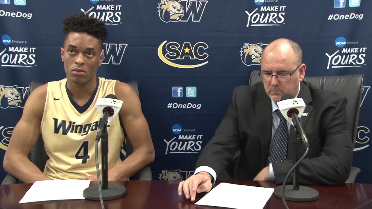 2016-17 Wingate Men's Basketball - Coker postgame with Coach Good & junior Lee  McCall - YouTube