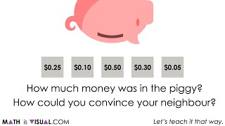 Adding Fractions and Decimals Using The Money Model | Visual Number Talk [SILENT SOLUTION ANIMATION]