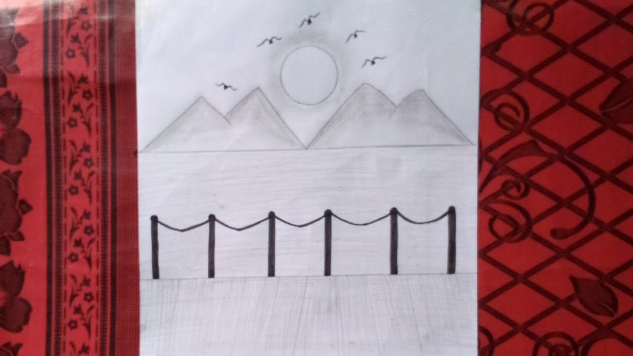 How To Draw Easy landscape drawing step by stepPencil sketch YouTube