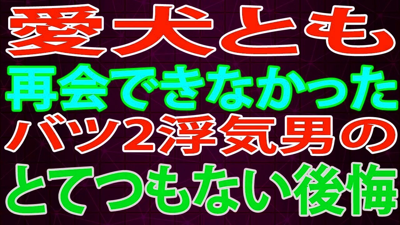 【修羅場】愛犬とも再会できなかったバツ2浮気男の後悔。