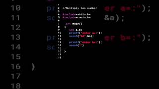 multiply two number 😱only 10s in c-programming 🔥#shorts #youtubeshorts #viral #coding#trending