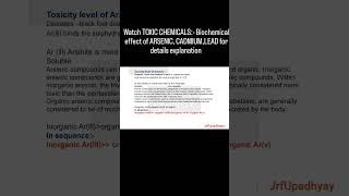 toxic level of arsenic (Organic &amp; Inorganic arsenic) #toxicchemicals