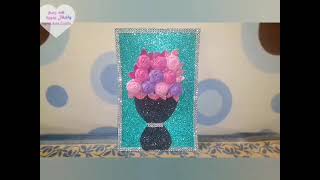 طريقه عمل ديكور المنزل | تابلوه مزهرية ورد | vase of flowers | wall hanging decoration