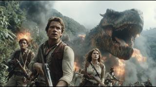 Disaster action film: Plane crashes on Skull Island, mutant giant lizards hunt survivors