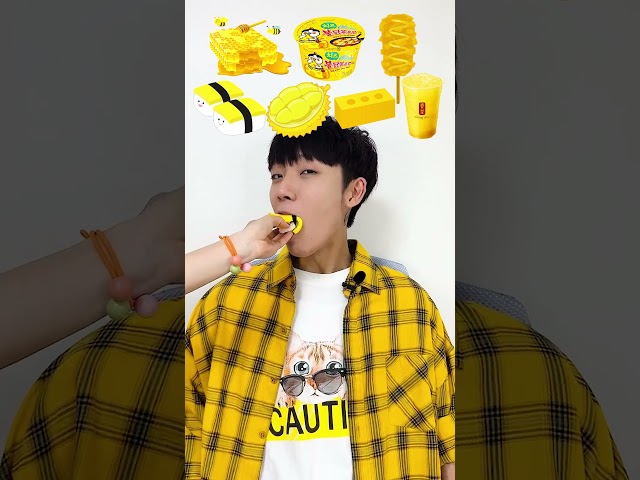 Random Yellow food MUKBANG🍯🐝 #shorts class=