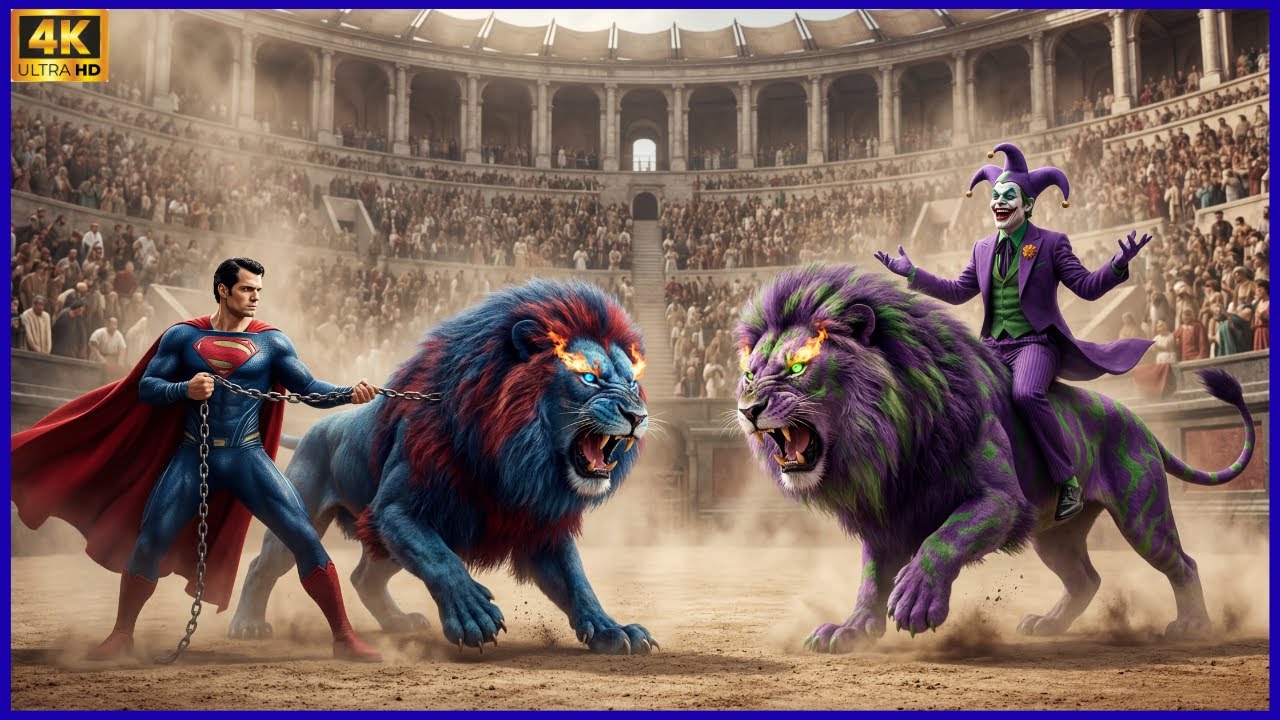 Superman vs Joker 🦁 EPIC Colosseum Battle ⚔️Lions Roar in 4K
