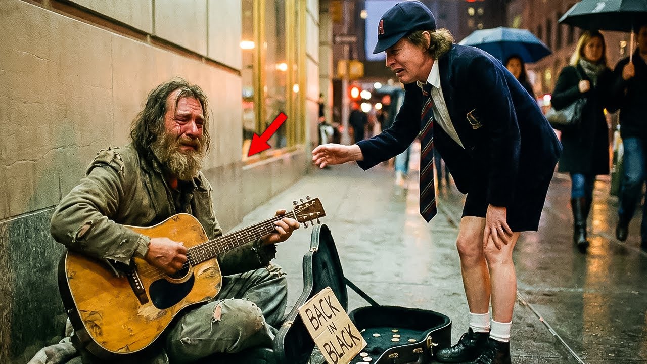 A Homeless Musician Played “Back in Black” for Coins — Angus Young Heard Him Crying