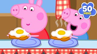 Peppa Pig Visits An American Diner For Breakfast Holiday Food Full Episodes Cartoon 50 Mins