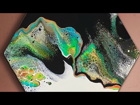 (179)Dutch Pour on Black & White base/Acrylic Pouring/Fluidart