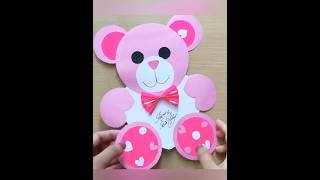 Easy Teddy Bear with Paper Craft/ CUTE GIFT IDEA/ Teddy bear birthday card for sister #shorts