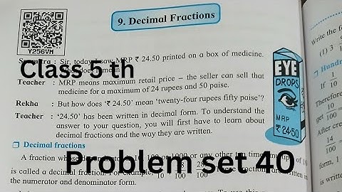 Class 5 math chapter no 9 Decimal fractions problem set 40 Maharashtra board