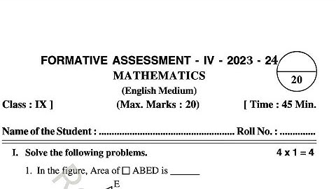 9th class FA-4 Mathematics Question Paper 2023-24 💯✍️ || Formative Assessment 4