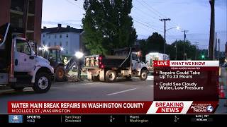 Water main break in Washington County
