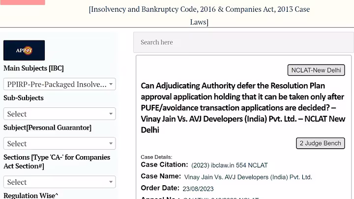 Pre-Packaged Insolvency Resolution Process (PPIRP) IBC Case Laws | IBC Laws
