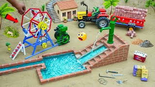 DIY Mini Tractor Builds Ferris Wheel &amp; Hand Pump | Using Bricks Village Water Project | @topminigear