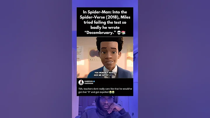 Into the Spider-Verse (2018), Miles tried failing the test so badly he wrote “Decembruary.”