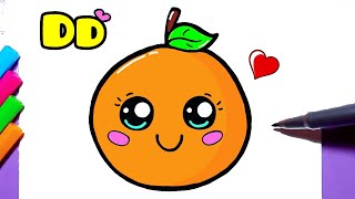 How to draw kawaii cute ORANGE | Como desenhar LARANJA fofa kawaii ❤ Drawing to Draw