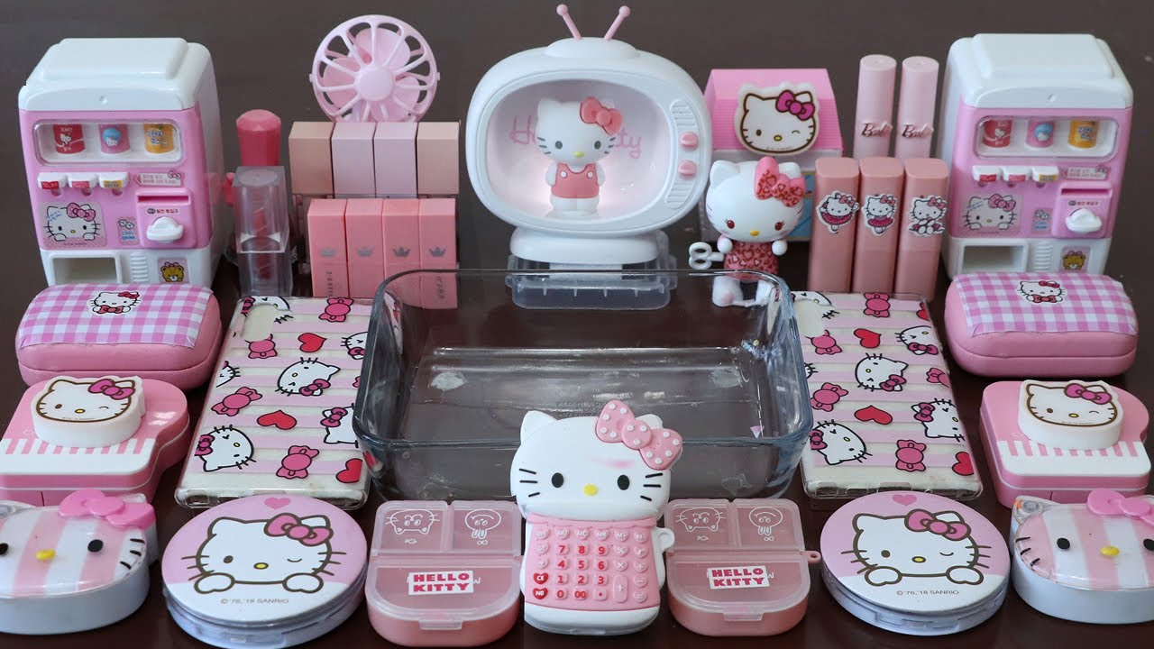 Mixing”Kitty Select Shop” Eyeshadow and Makeup,parts Into Slime!Satisfying Slime Video!★ASMR★