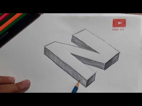 Video Hướng dẫn vẽ chữ N 3D trên giấy kẻ ngang #butchimau - youtube