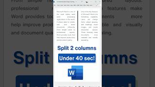 Split Text into Two Columns in Word | Under 40s #shorts