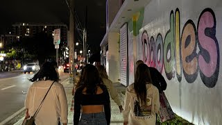 Saturday Night Walk on Miami Avenue from Wynwood to Downtown in January 2023