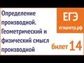 Определение производной. Геометрический и физический смысл производной.