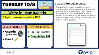 10/8 AVID 7 Lesson Video: Intro to TRF