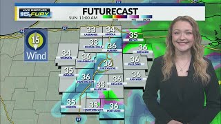 Snow showers will begin to taper off later this morning