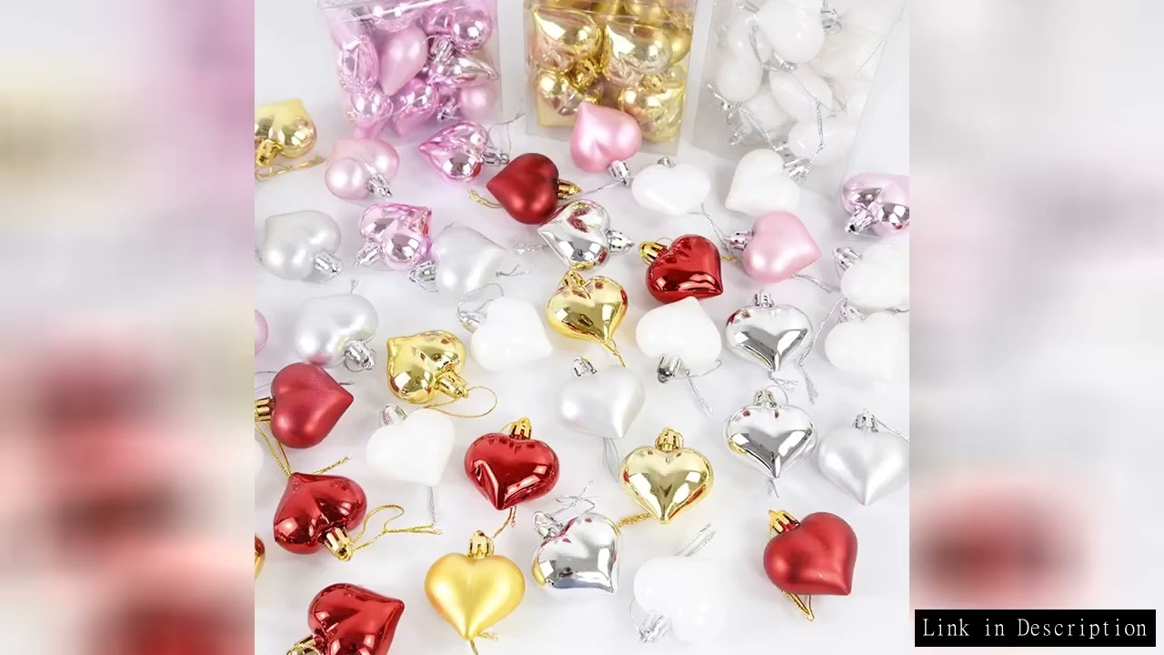 12pcs/set Heart Shaped Christmas Balls Pink Red Silver Gold Xmas Tree Ornaments Plastic Christmas Ba