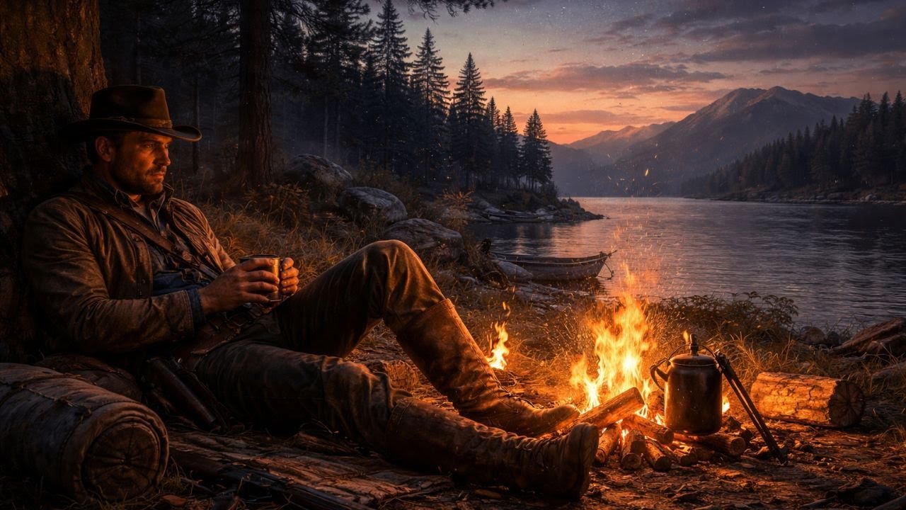 High Honor Arthur Resting by the Campfire with the Gang | Fire Crackling | RDR2 Ambience