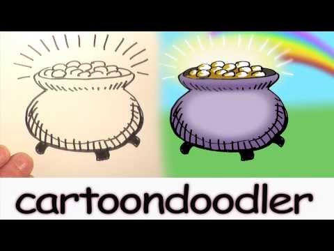 Comment dessiner un pot d'or. Comment dessiner le pot d'or Jour de la Saint-Patrick.