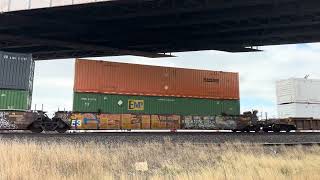 UP #9803 Lead’s The EB Stack Train Through Cheyanne, WY 3/22/2026.