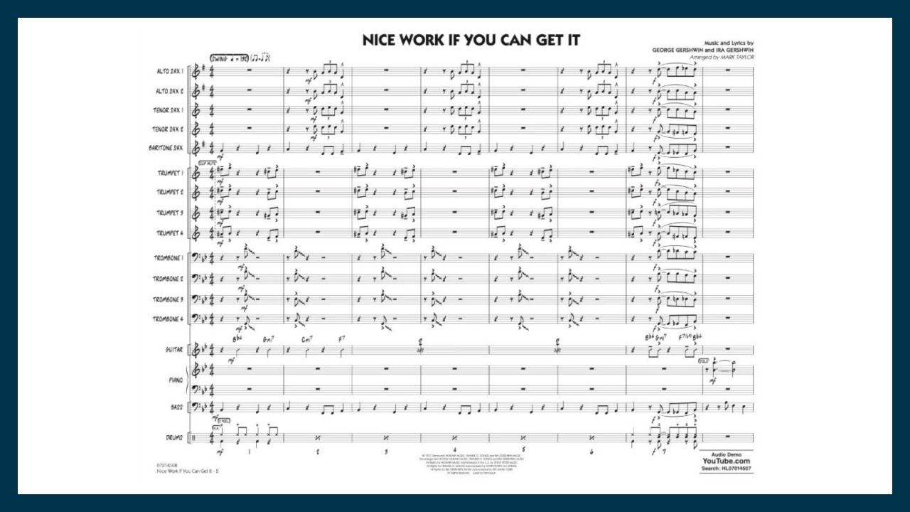 Guarda Nice Work If You Can Get It by George & Ira Gershwin | Arr. Mark Taylor su YouTube Guarda Nice Work If You Can Get It by George & Ira Gershwin | Arr. Mark Taylor su YouTube