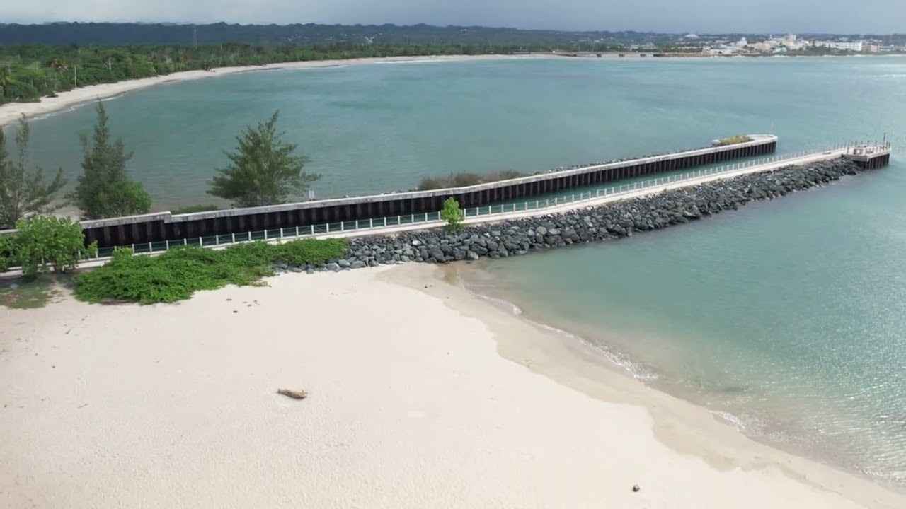Flyover at Arecibo Lighthouse Park Beach in Puerto Rico