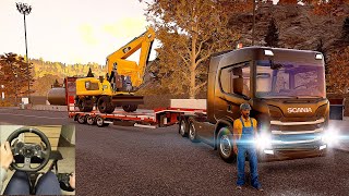 Construction Simulator Xbox Series S Logitech G920 Steering Wheel Mini Job / Scania Cat #truck