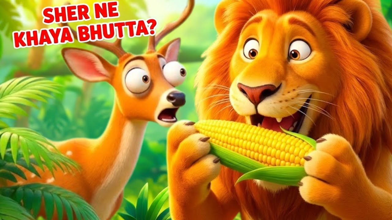 Sher Bana Vegetarian! 🦁🌽 Tiger Eating Corn | Funny Hindi Kahaniya