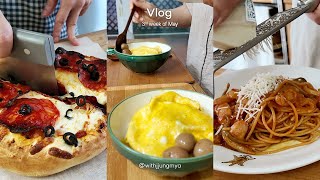 Vlog│일주일 집밥 브이로그│소고기 장조림으로 버터비빔밥, 들기름 비빔국수 만들기│집에서 만든 최애 초리조 피자│토마토소스 나폴리탄 스파게티│요리 (ENG/JPN SUB)