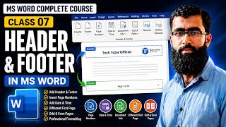 MS Word Complete Course Class 07 | Header & Footer in MS Word | Page Number - اردو/ हिंदी