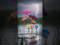 Flamingos in Heavy Rain | Animal Family #shorts #flamingo #rain