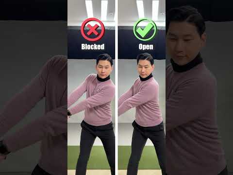 <strong>백스윙</strong> 이렇게 오른쪽 어깨를뒤로 당겨주세요!